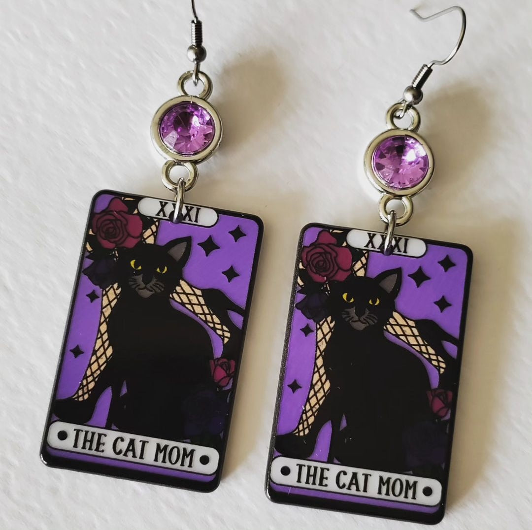 Cat Mom Tarot Earrings