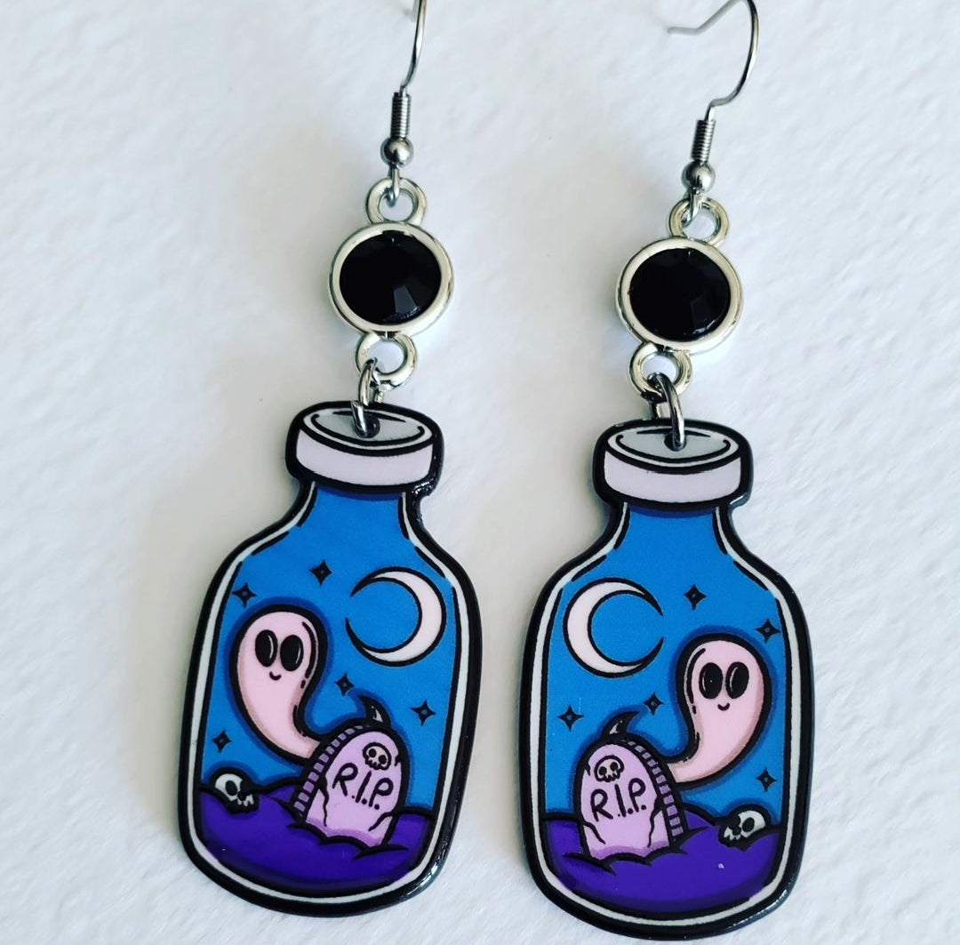 Graveyard in a Bottle Earrings