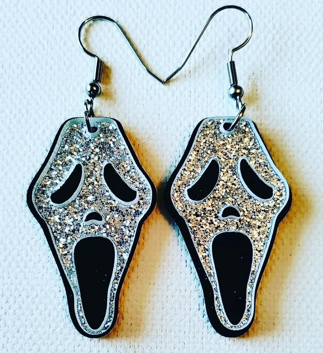 Glitter Ghost Face Earrings