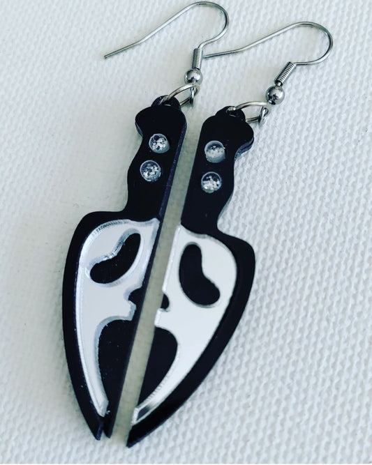 Ghost Face Knife Earrings