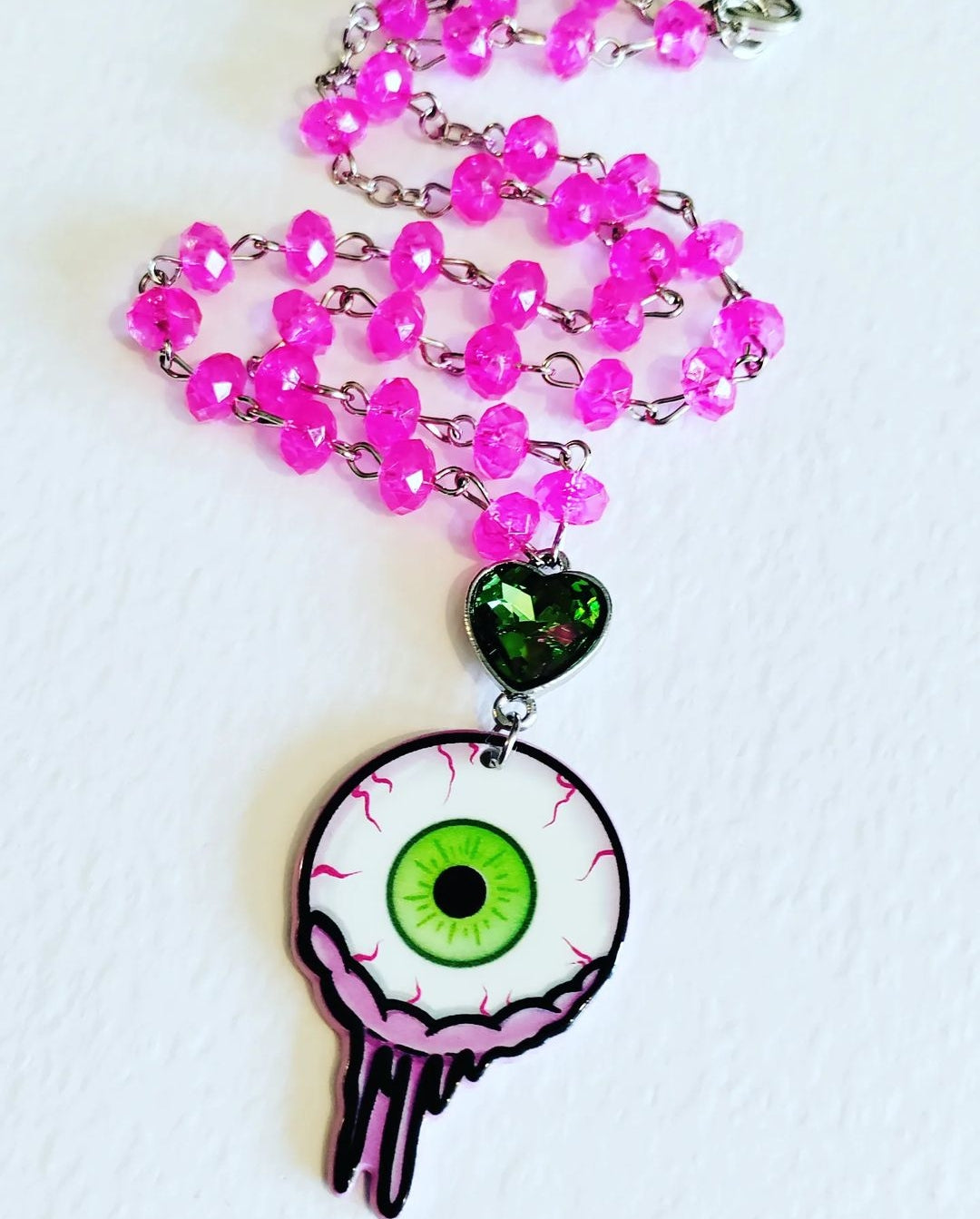 Bright Pink Eye Necklace