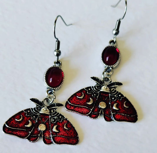 Red Moth Earrings