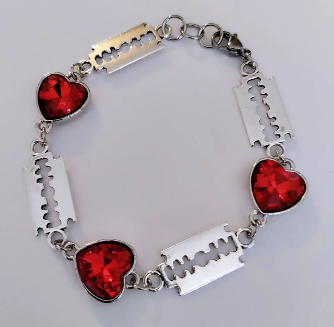 Red Razor Heart Bracelet